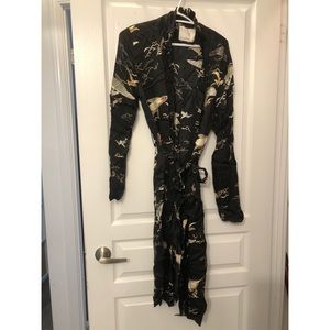 Japanese style print viscose long robe